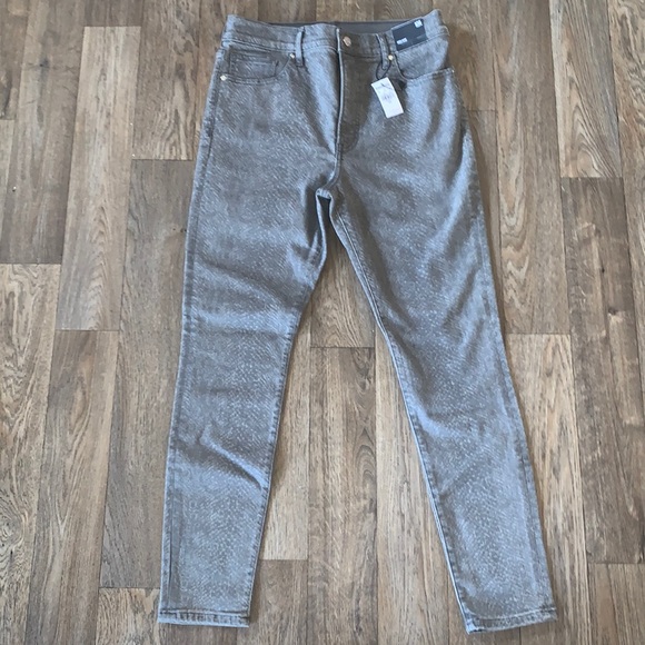 Express 10R Womens Snakeprint Grey Skinny High Rise  Stretch Button Jeans NWT - Picture 1 of 11